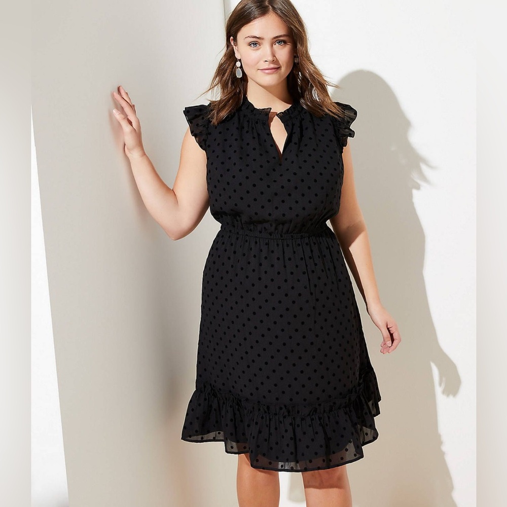 LOFT Black Polka Dot Dress
